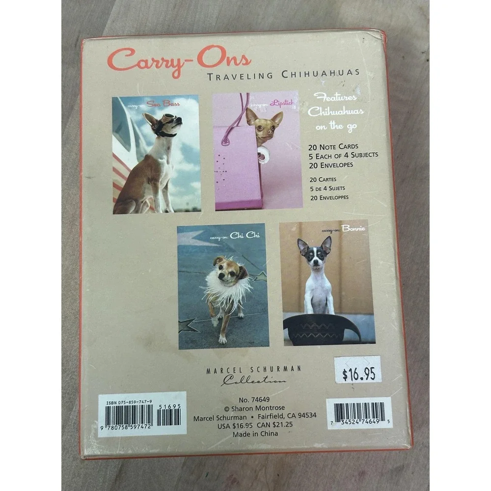 Papyrus Carry-Ons Traveling Chihuahuas Note‎ Cards 20 Ct Envelopes Multicolor